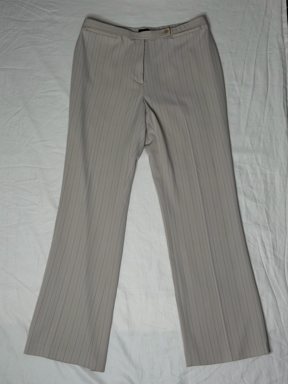 East 5th Beige Pinstripe Dress Pants Office Outfit Work Pants Size 14 Tall